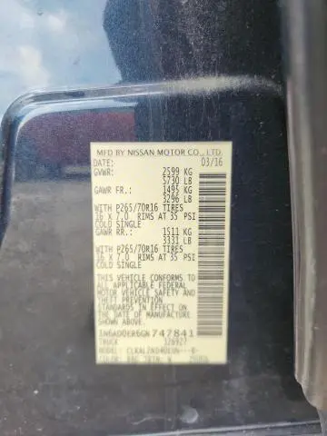 2016 NISSAN FRONTIER S  