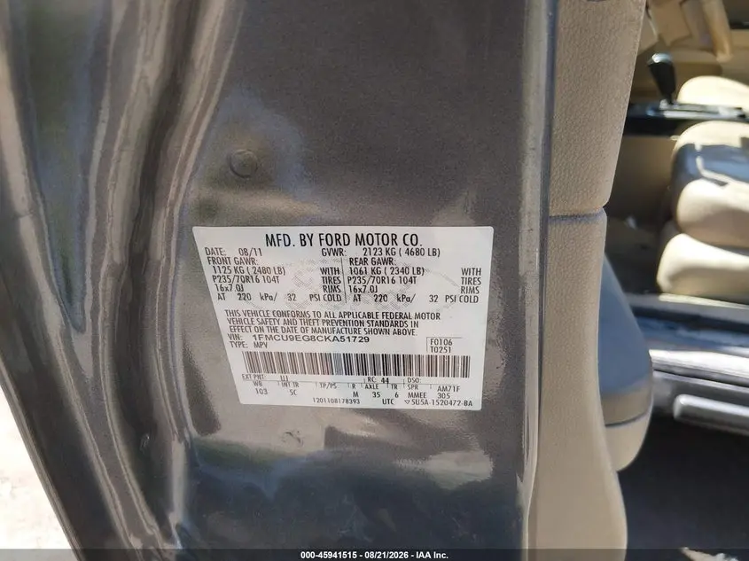 2012 FORD ESCAPE LIMITED