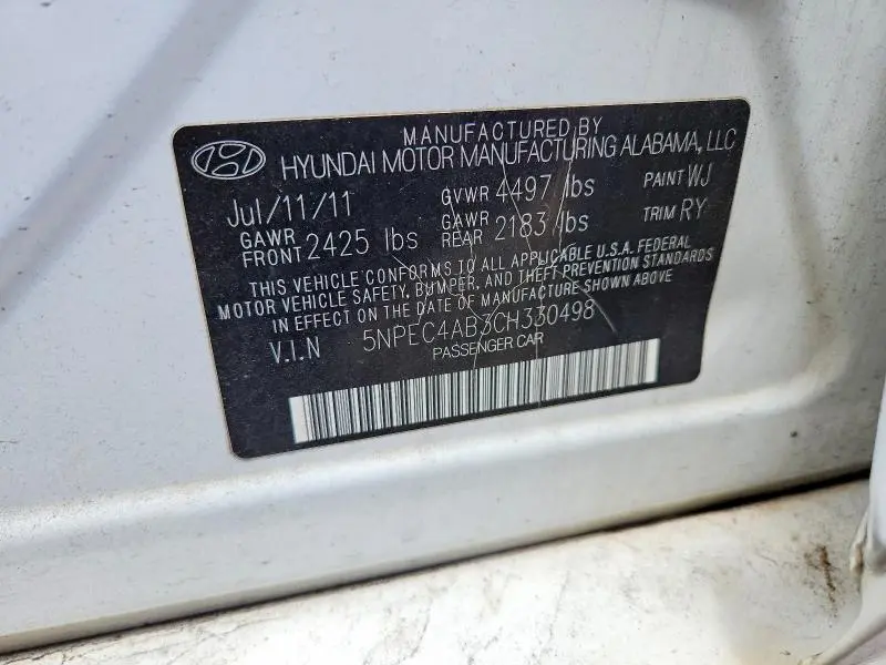 2012 HYUNDAI SONATA SE 2.0T  