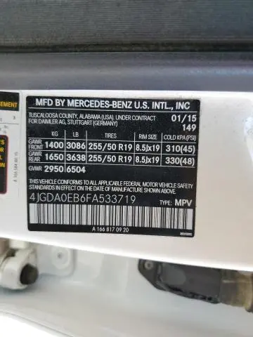 2015 MERCEDES-BENZ ML 250 BLUETEC  