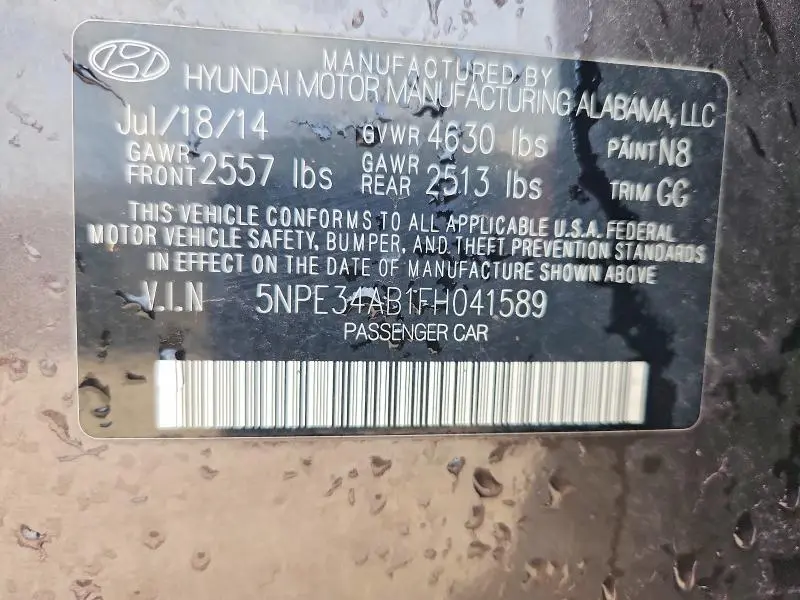 2015 HYUNDAI SONATA SPORT 2.0T  