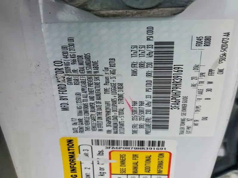 2017 FORD FUSION SE  
