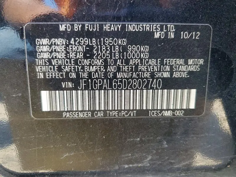 2013 SUBARU IMPREZA SPORT PREMIUM  