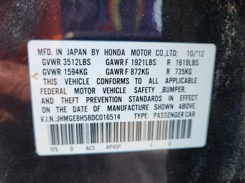 2013 HONDA FIT SPORT  