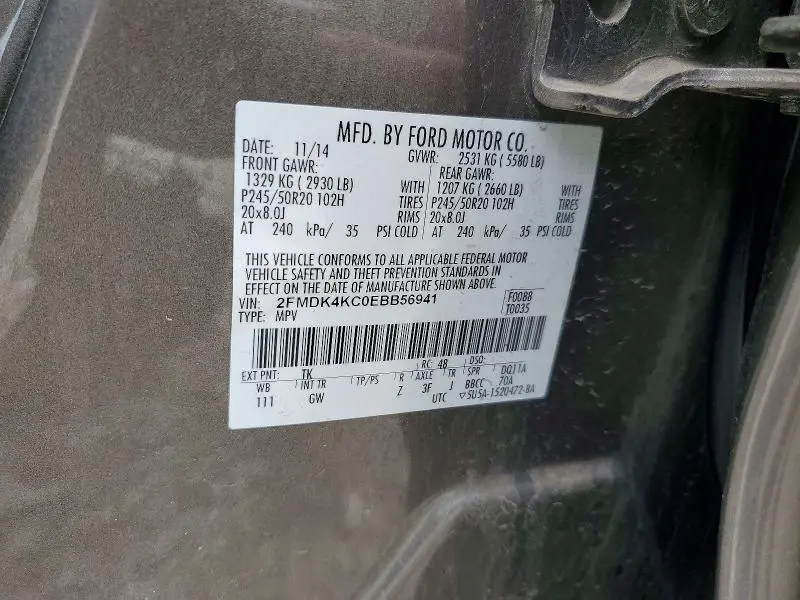 2014 FORD EDGE LIMITED  