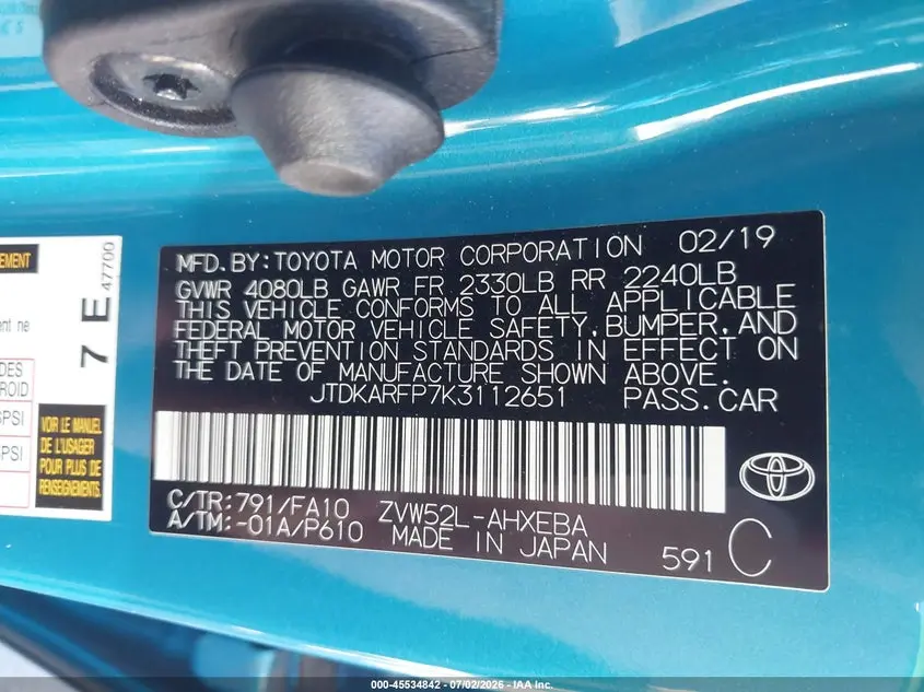 2019 TOYOTA PRIUS PRIME PLUS