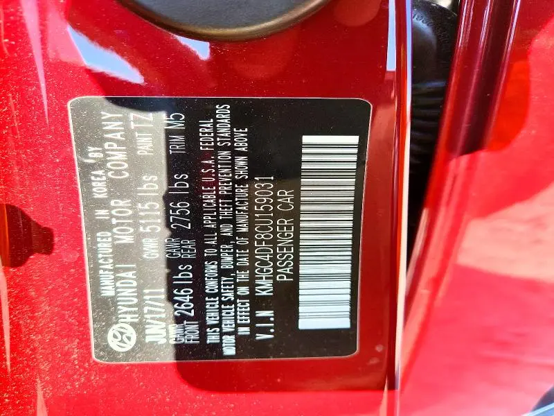 2012 HYUNDAI GENESIS 4.6L  