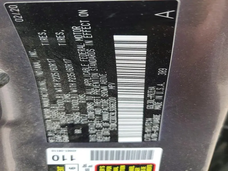 2020 TOYOTA SIENNA LE 8-PASSENGER  