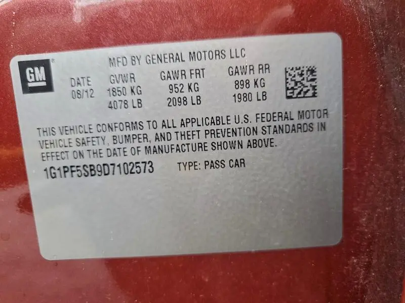 2013 CHEVROLET CRUZE LT  