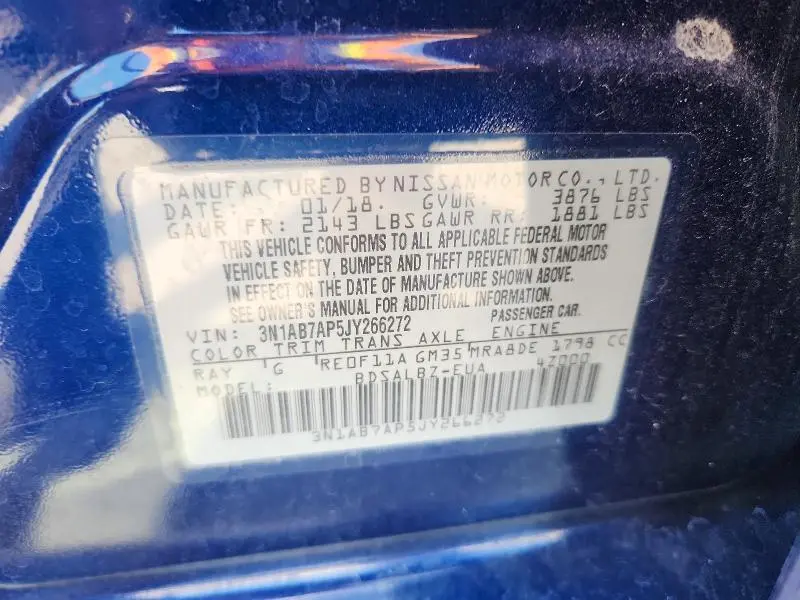 2018 NISSAN SENTRA S  