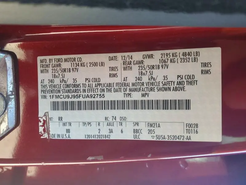 2015 FORD ESCAPE TITANIUM  
