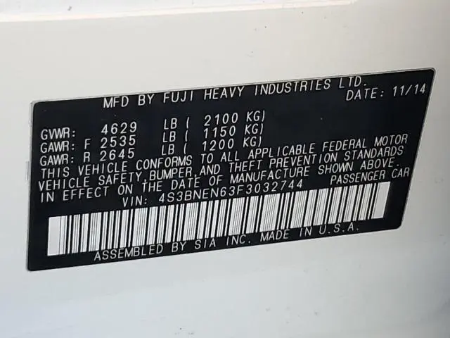 2015 SUBARU LEGACY 3.6R LIMITED  