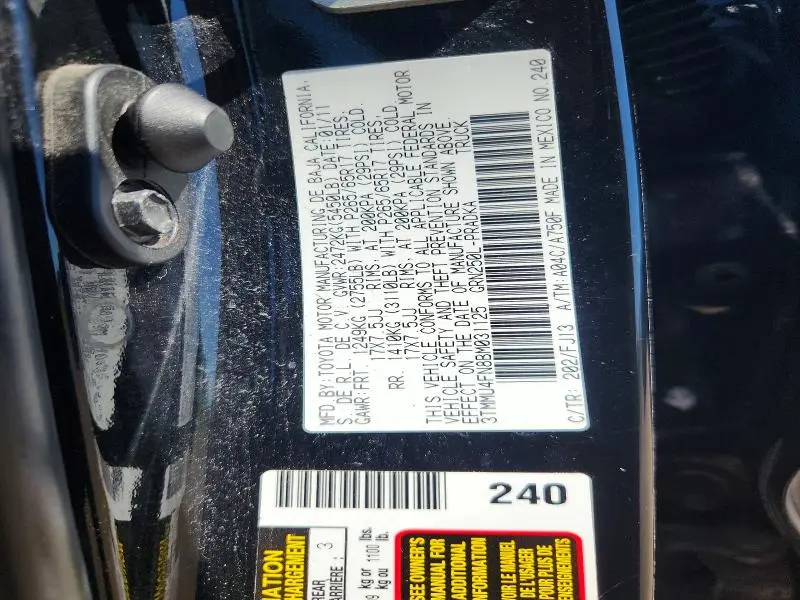 2011 TOYOTA TACOMA DOUBLE CAB LONG BED  