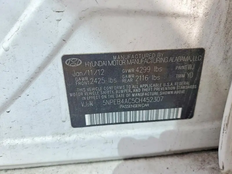 2012 HYUNDAI SONATA GLS  