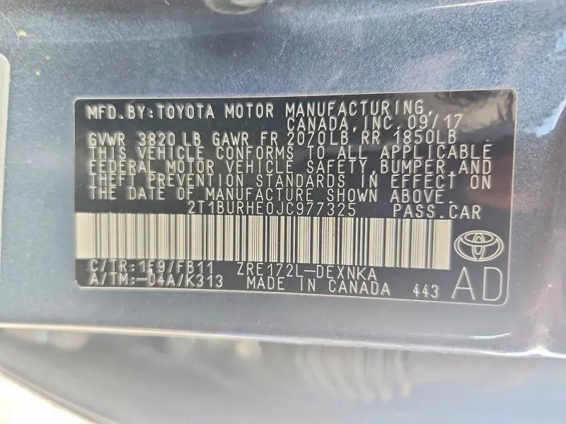 2018 TOYOTA COROLLA LE  