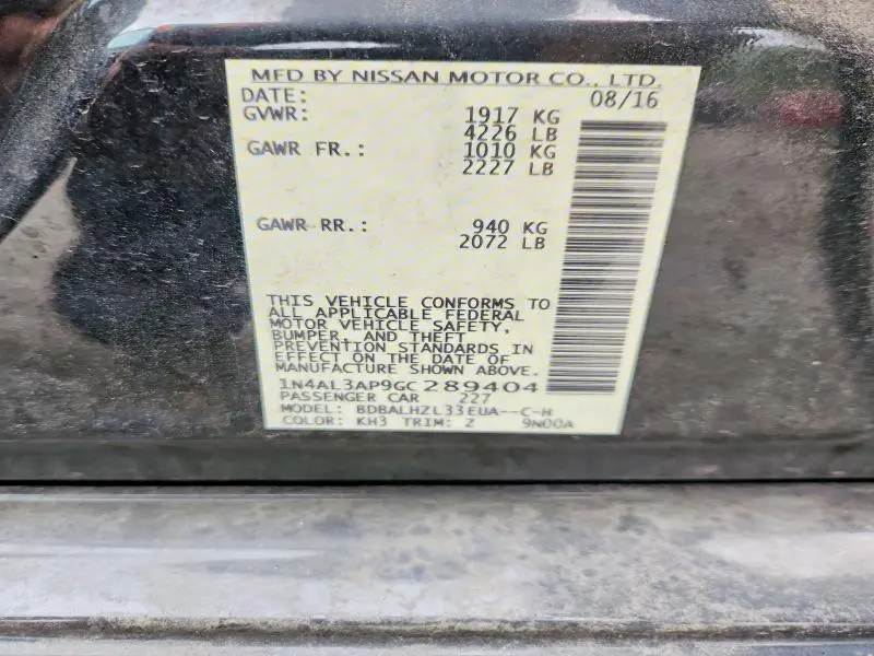 2016 NISSAN ALTIMA 2.5 SR  