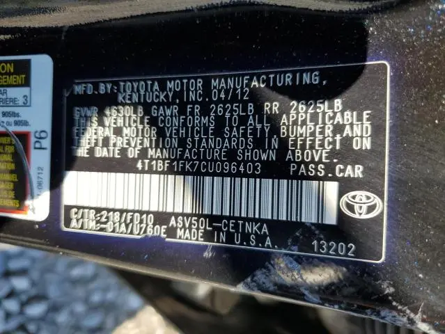 2012 TOYOTA CAMRY SE/X