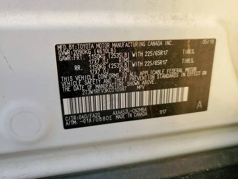 2019 TOYOTA RAV4 XLE  