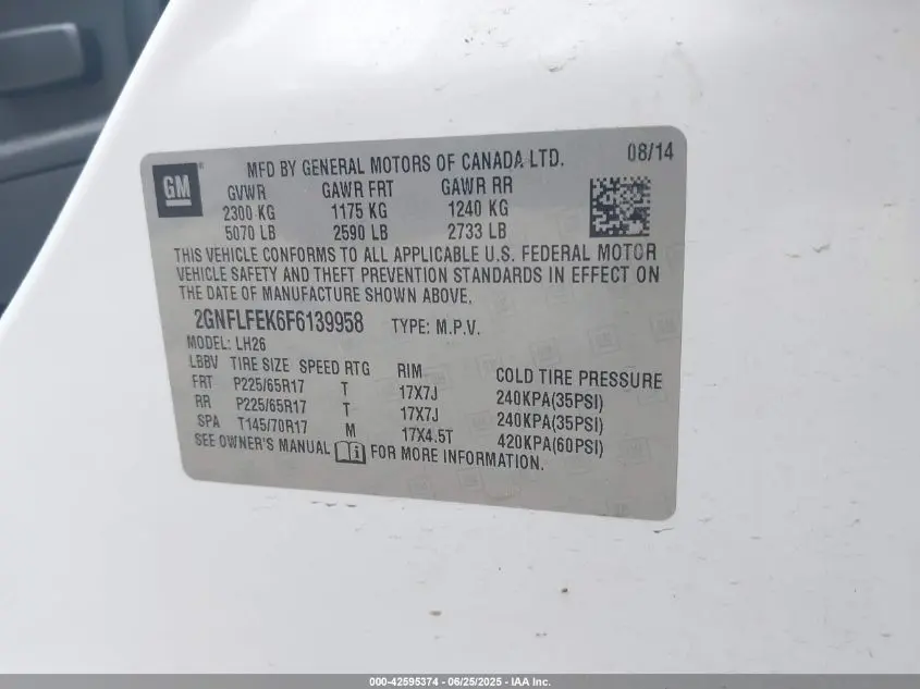 2015 CHEVROLET EQUINOX 1LT