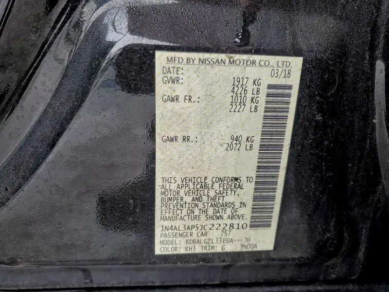 2018 NISSAN ALTIMA 2.5 S  