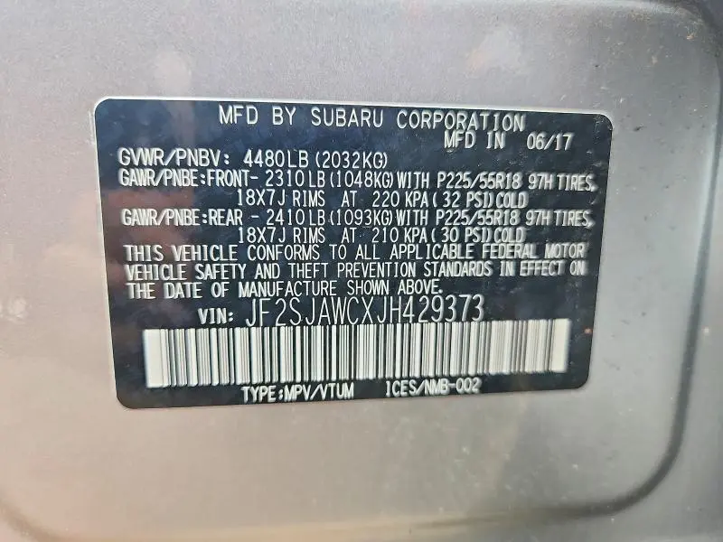 2018 SUBARU FORESTER 2.5I TOURING  