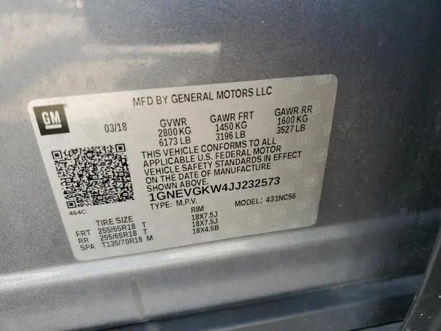 2018 CHEVROLET TRAVERSE LT  