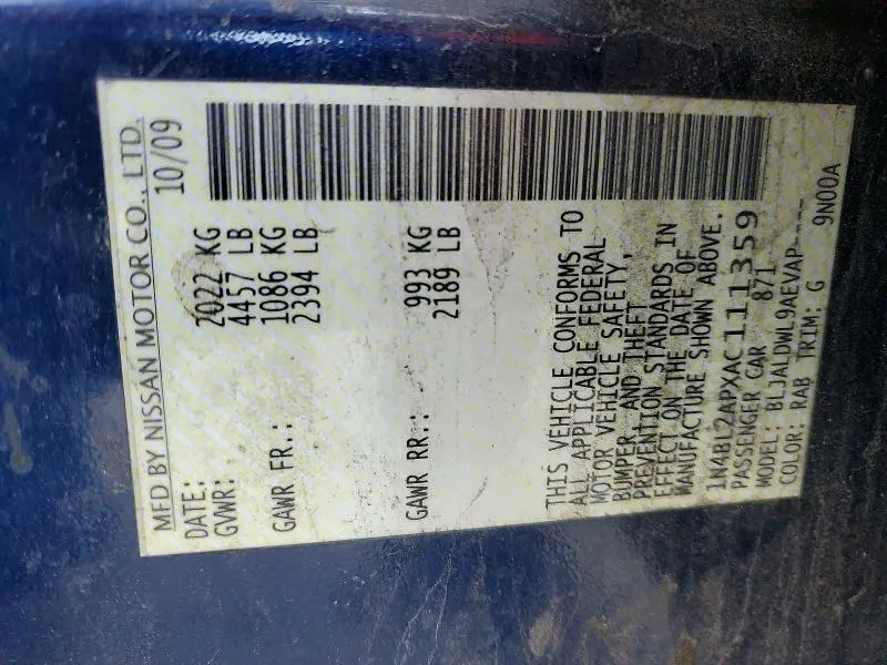 2010 NISSAN ALTIMA 3.5 SR  