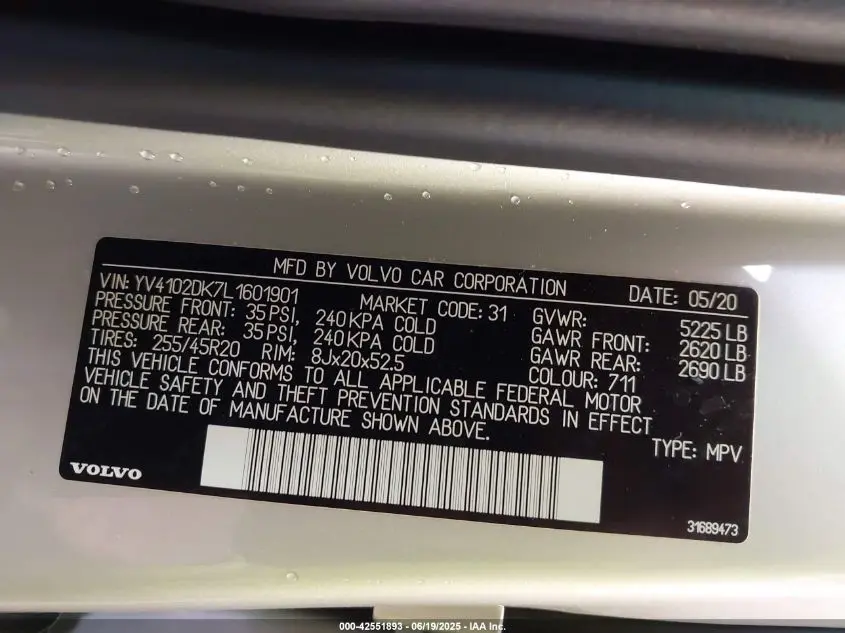 2020 VOLVO XC60 T5 MOMENTUM