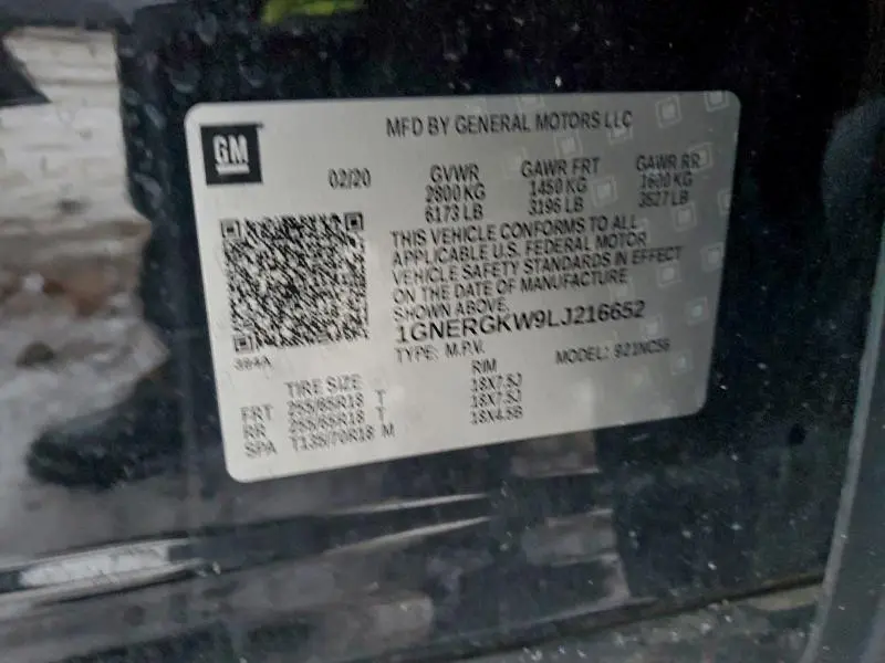 2020 CHEVROLET TRAVERSE LT  