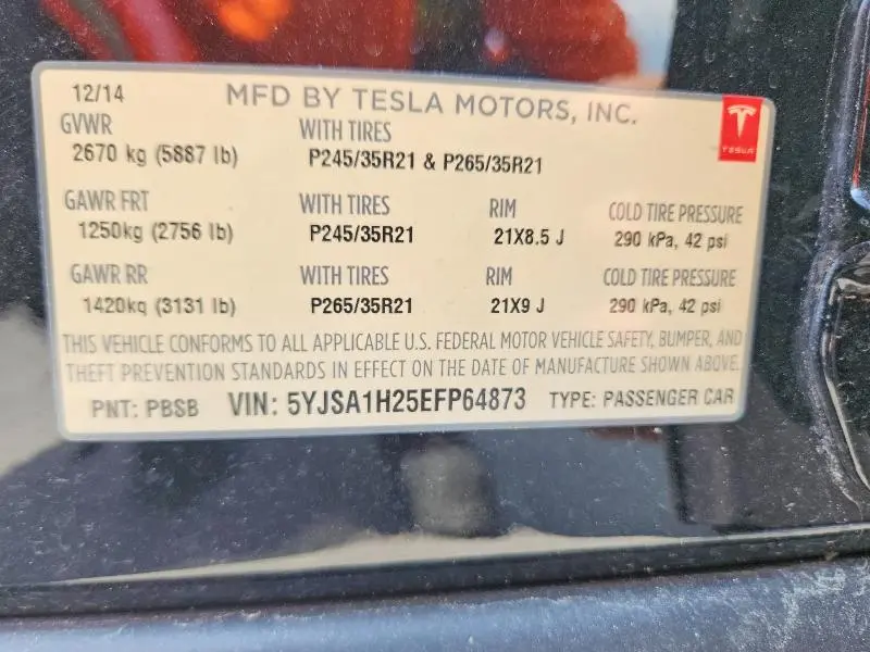 2014 TESLA MODEL S   