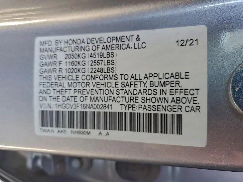 2022 HONDA ACCORD HYBRID  