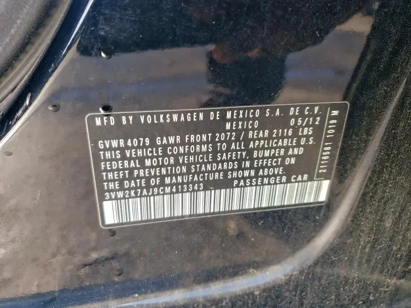 2012 VOLKSWAGEN JETTA BASE  