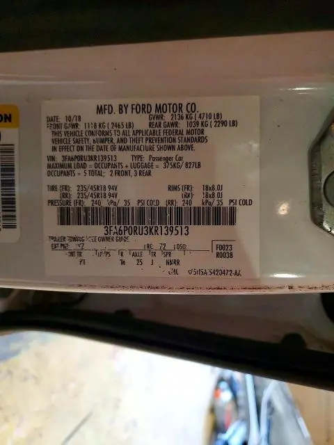 2019 FORD FUSION TITANIUM  