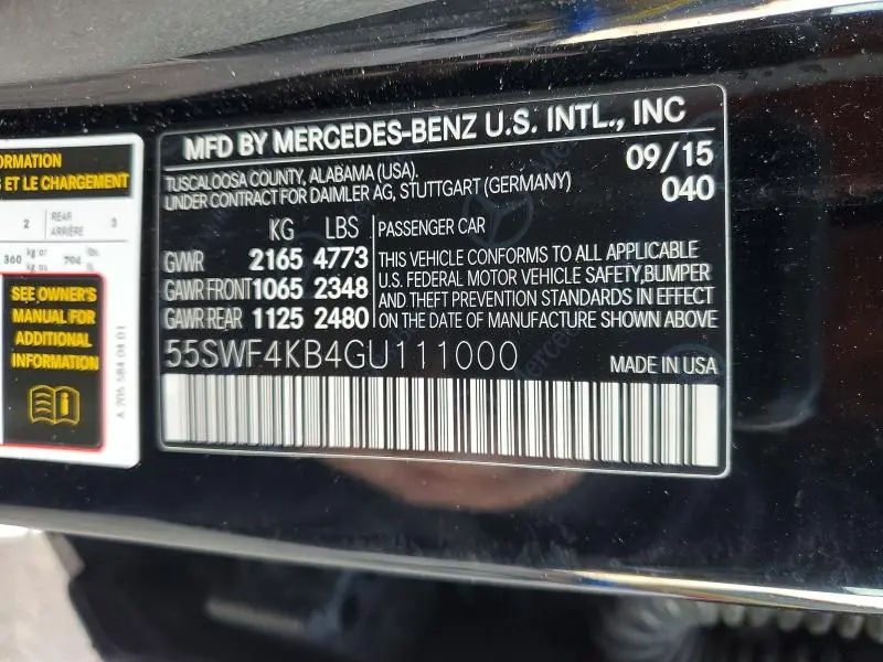 2016 MERCEDES-BENZ C 300 4MATIC  