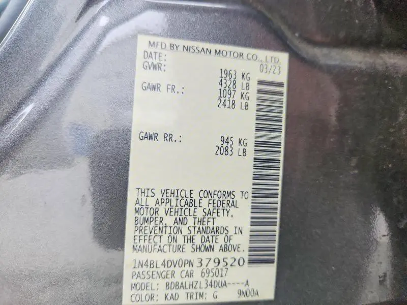 2023 NISSAN ALTIMA SV  
