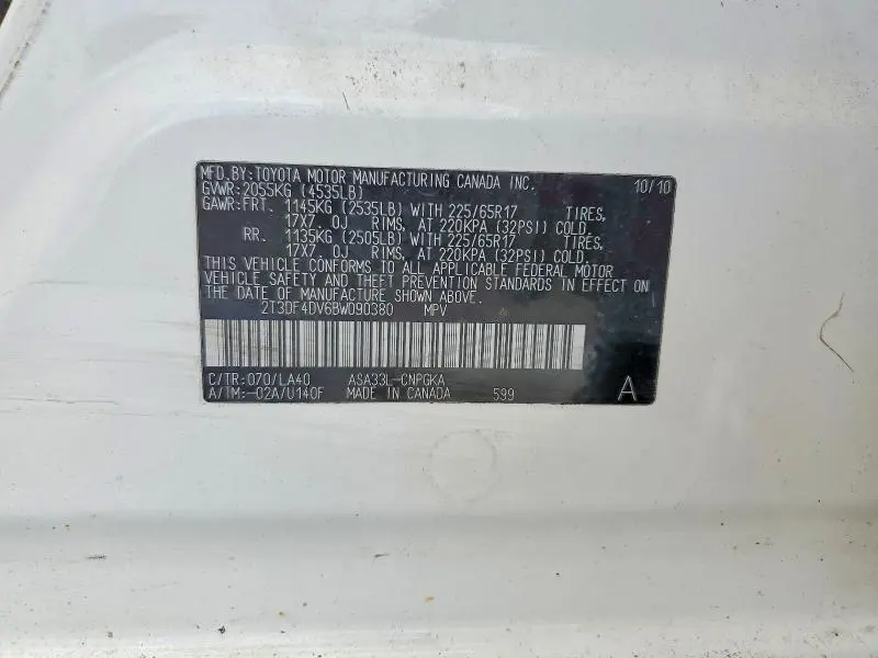 2011 TOYOTA RAV4 LIMITED  