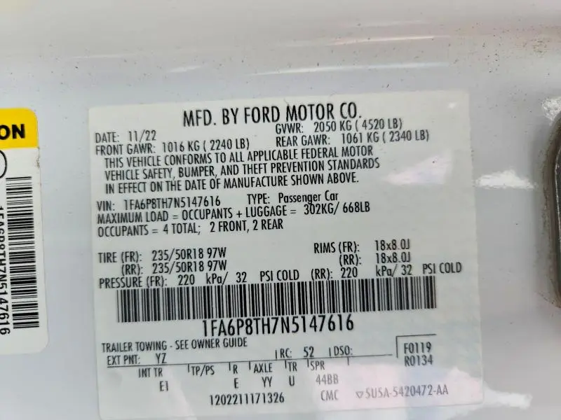 2022 FORD MUSTANG   