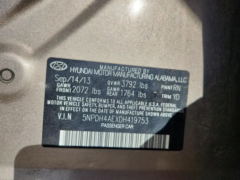 2013 HYUNDAI ELANTRA GLS  