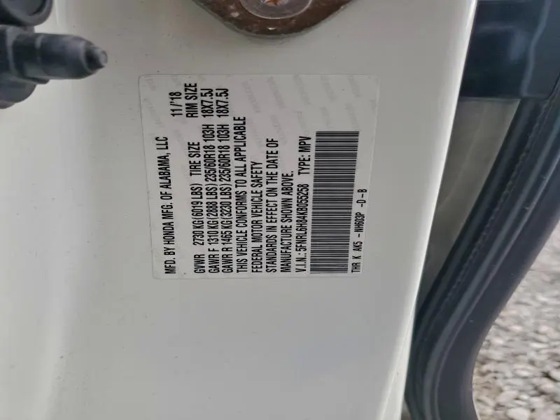 2019 HONDA ODYSSEY TOURING  