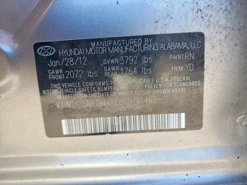 2012 HYUNDAI ELANTRA GLS  