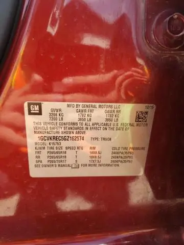 2016 CHEVROLET SILVERADO K1500 LT  