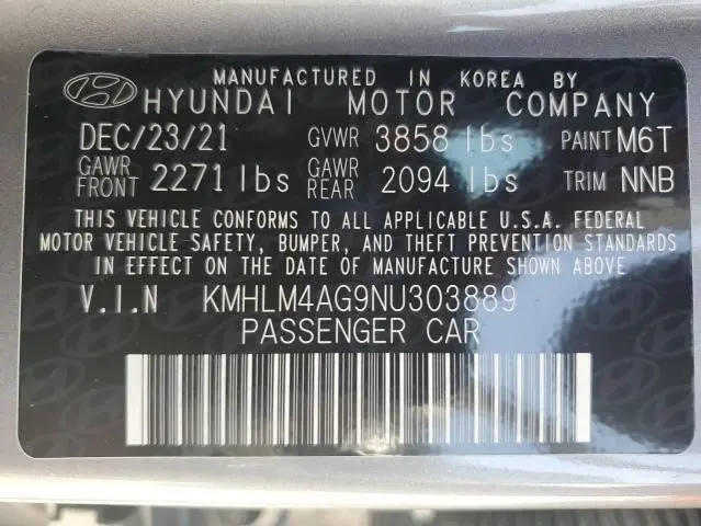 2022 HYUNDAI ELANTRA SEL  