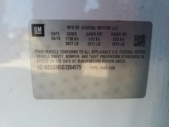 2016 CHEVROLET CRUZE LT  