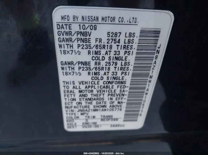 2010 NISSAN MURANO SL