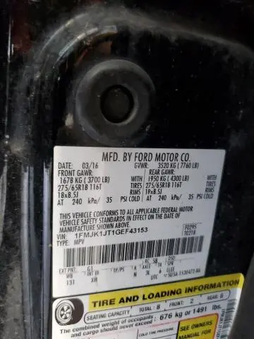 2016 FORD EXPEDITION EL XLT  