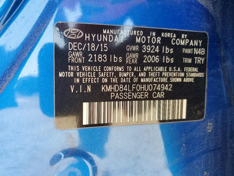 2017 HYUNDAI ELANTRA LIMITED  