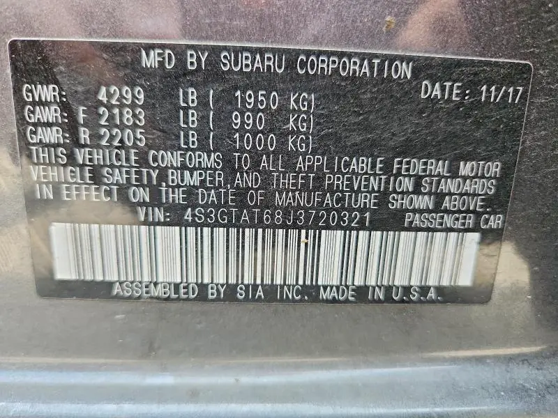 2018 SUBARU IMPREZA LIMITED  