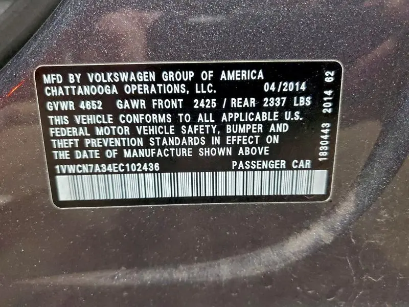 2014 VOLKSWAGEN PASSAT SEL  