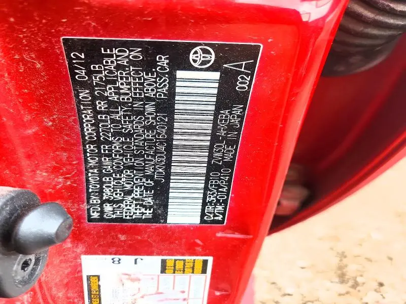 2012 TOYOTA PRIUS TWO  
