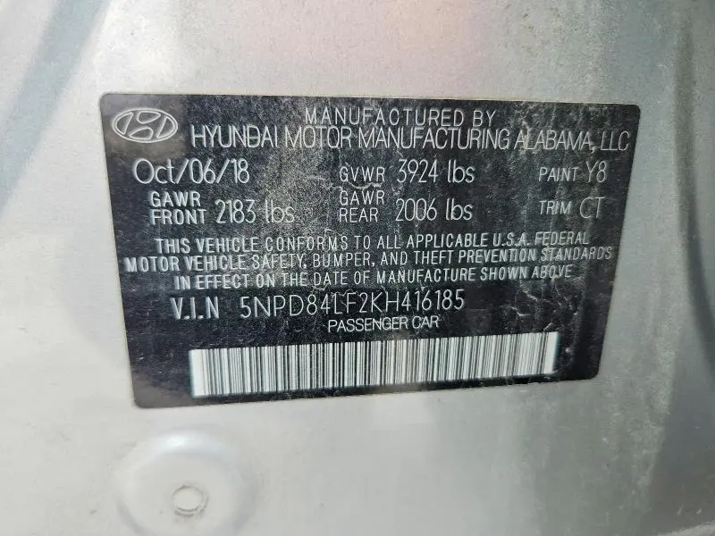 2019 HYUNDAI ELANTRA SEL  